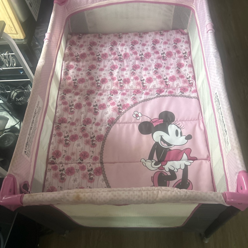 Disney Pink Minnie Mouse pack and play. Playpen.